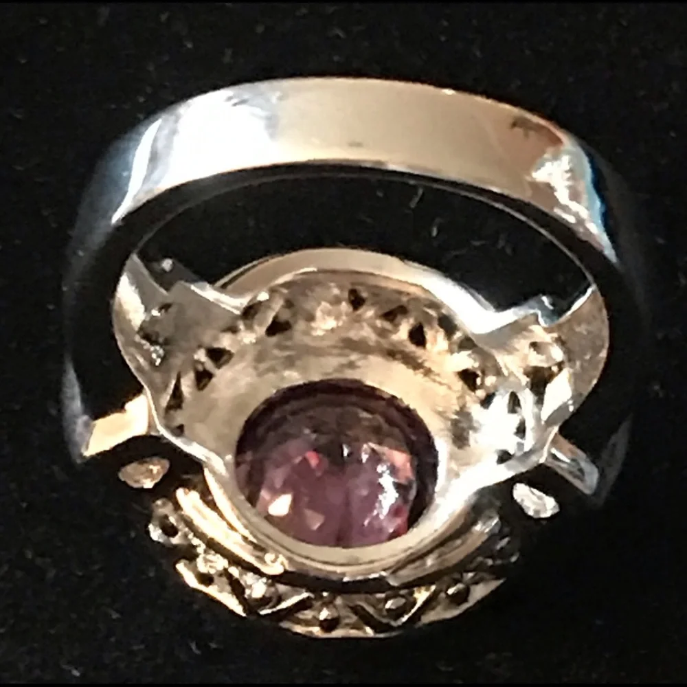 18KGE Gold Plated Purple Round Gem Ring 8